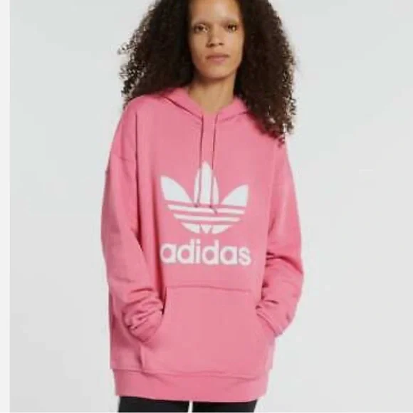 adidas Originals Women's Adicolor Trefoil Hoodie in Pink Size Medium - Picture 1 of 12